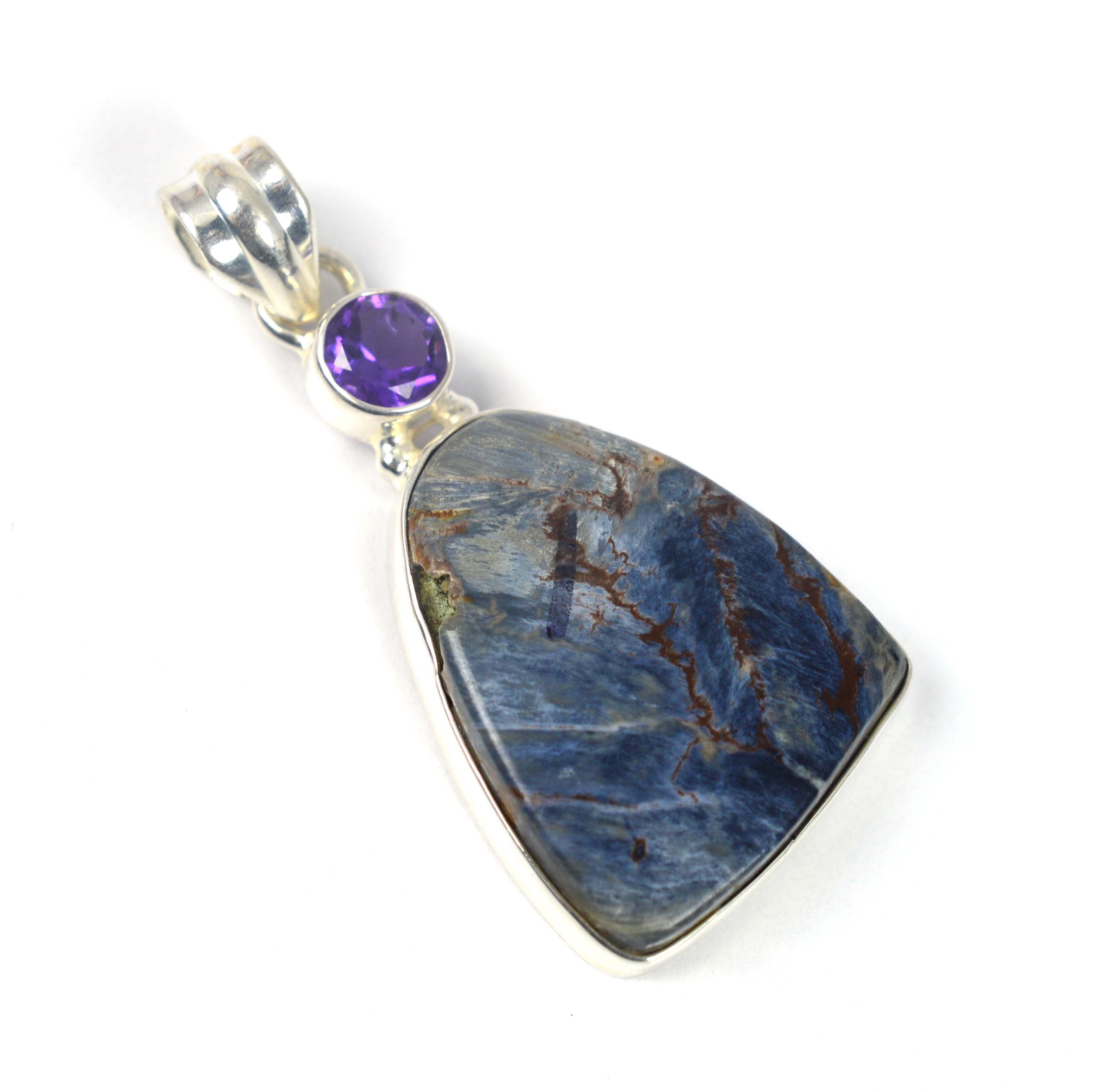 Wholesale Jewelry Pietersite Cut Purple Amethyst Gemstone 925 Solid Sterling Silver Pendant