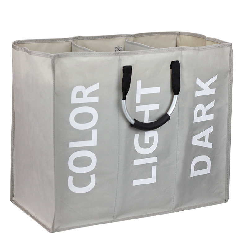 Large foldable three Oxford grid aluminum Handles laundry basket storage rack Oxford cloth laundry basket home laundry basket
