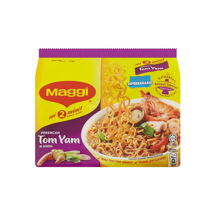 Вкусный вкус, лапша быстрого приготовления, жареная, типа Maggi 2-мин, Tom Yam 5x80 г