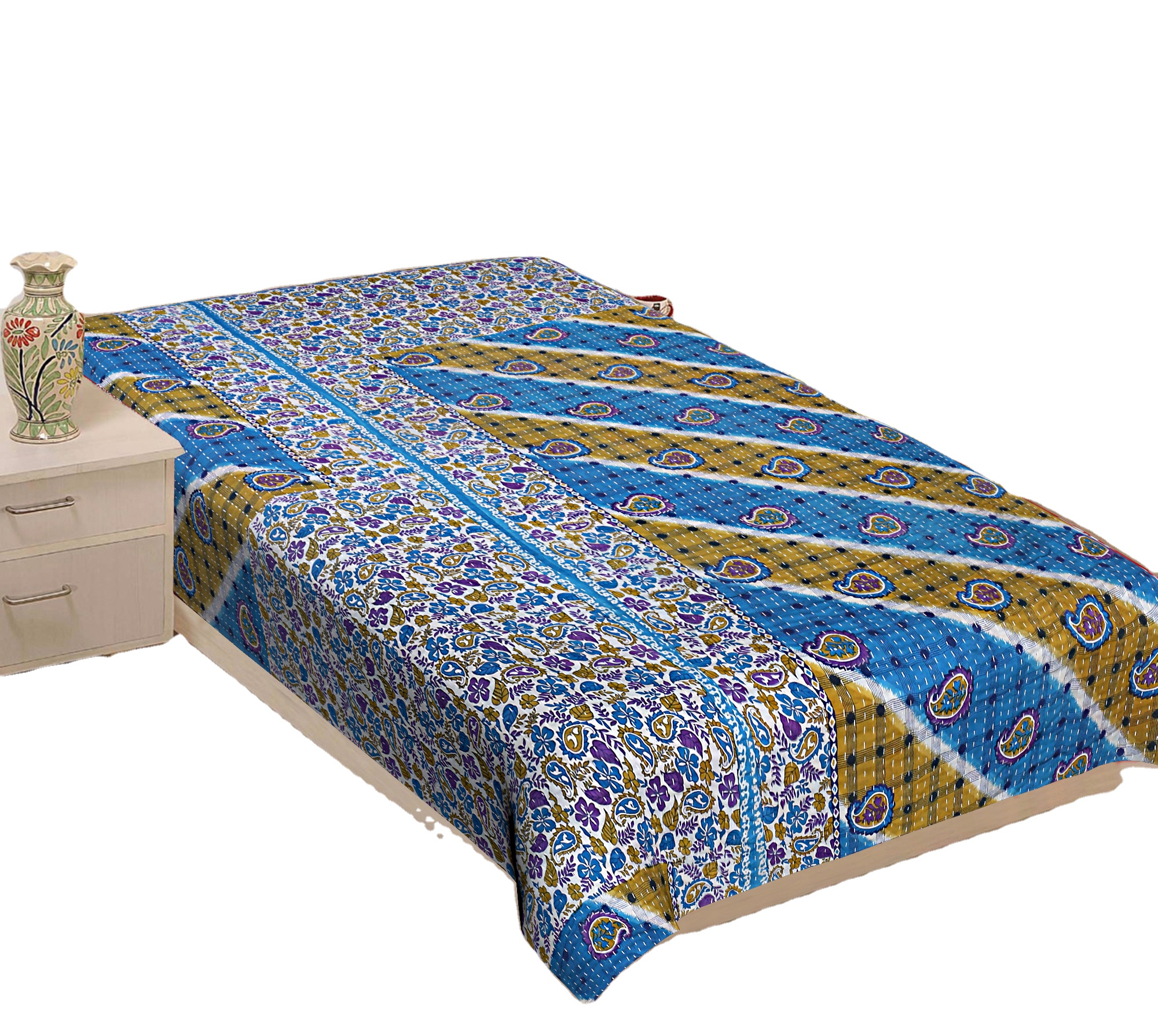 Индийские винтажные стеганые одеяла Kantha, пододеяльник для внутреннего отеля piumone, пододеяльник, одеяло с бархатным краем, хлопковое покрывало большого размера california king