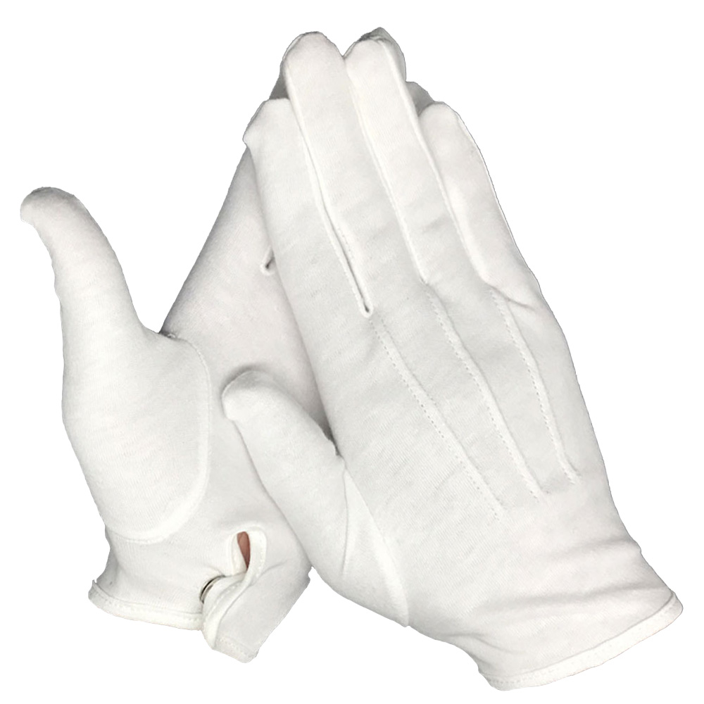 Bulk Three Stripes Ceremonial White Nylon Cotton Parade Gloves White Cotton Gloves for Ceremony