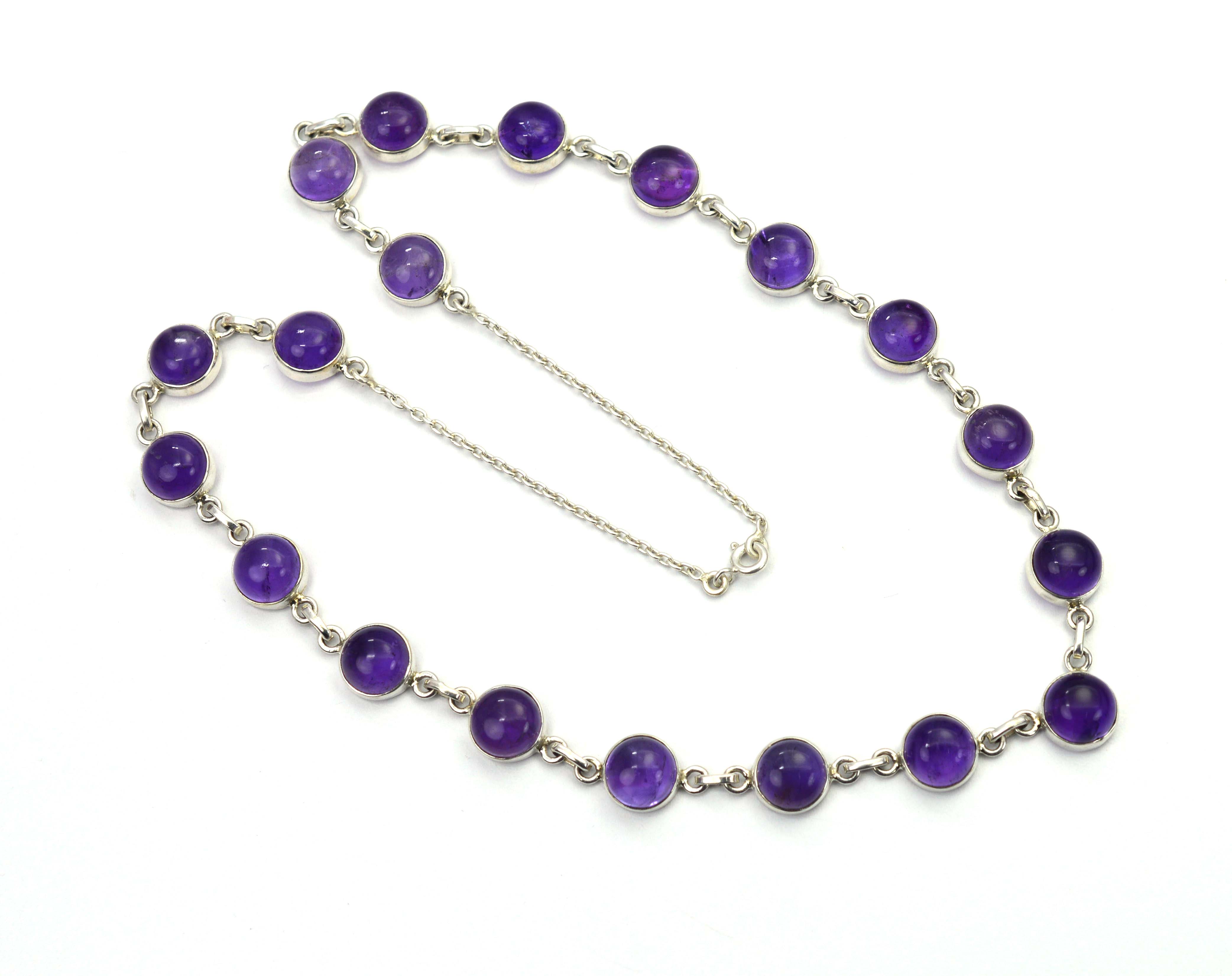 Elegant Purple Amethyst Gemstone Designer Solid 925 Sterling Silver Necklace