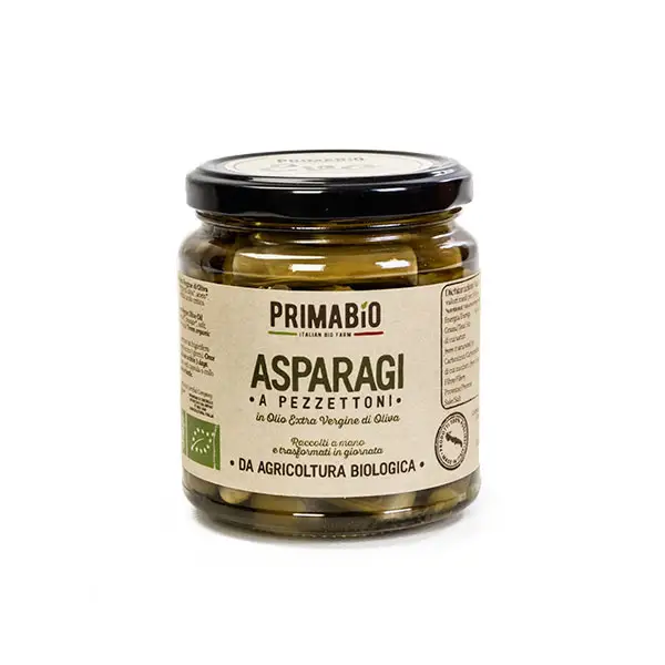 Italian Organic Asparagus in chunks in extra virgin olive oil premium 280g