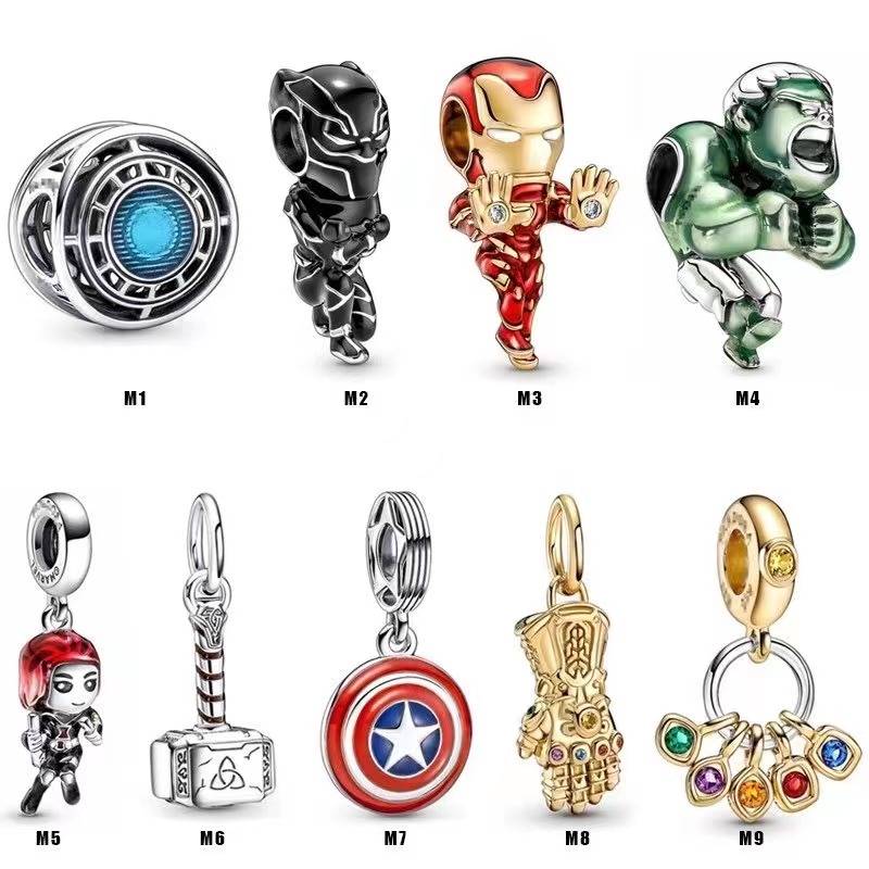 Лидер продаж 2022, Шарм-Браслет «мстители» серии Marvel, Шарм «Капитан Америка», «черная вдова»