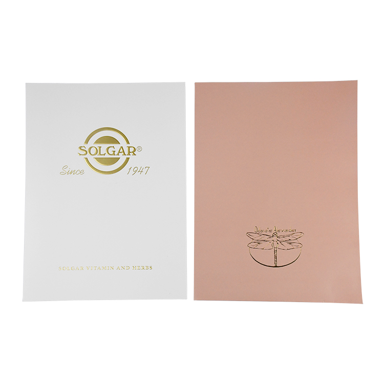 Promotional Luxury Embossing Silver Gold Foil Hot Stamping Custom Logo Paper Folders with Pockets