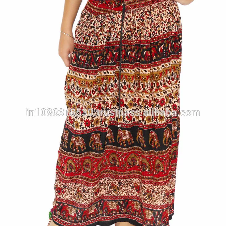 Indian Hippie Boho Gypsy Tribal Batik Animals Floral Elastic Waist Long Skirt Dress Skirt printed long jupe falda gypsy kjol