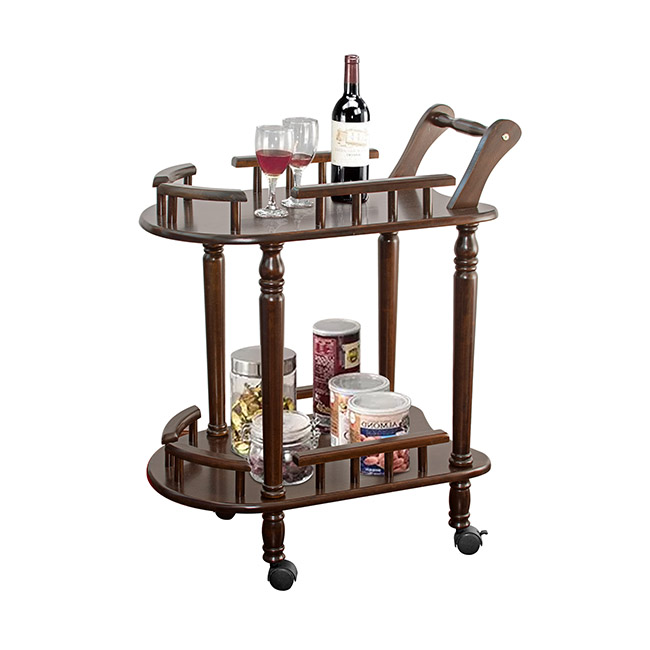 Elegant Design Wooden Trolley Food Cart 3 Serving Trays Rolling Cart In Competitive Price Kitchen Hotel Trolley For Sale
