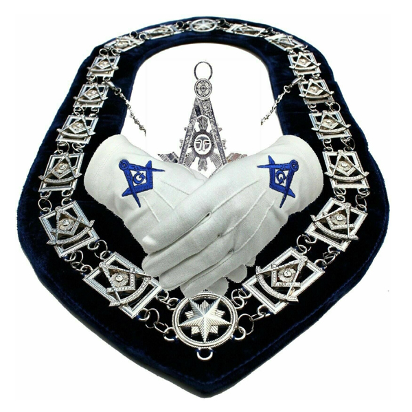 Серебряный ошейник-цепочка Masonic Regalia last MASTER, голубой ошейник с подкладкой, масонский ошейник Regalia Select, фиолетовый, лучшее качество, 2022