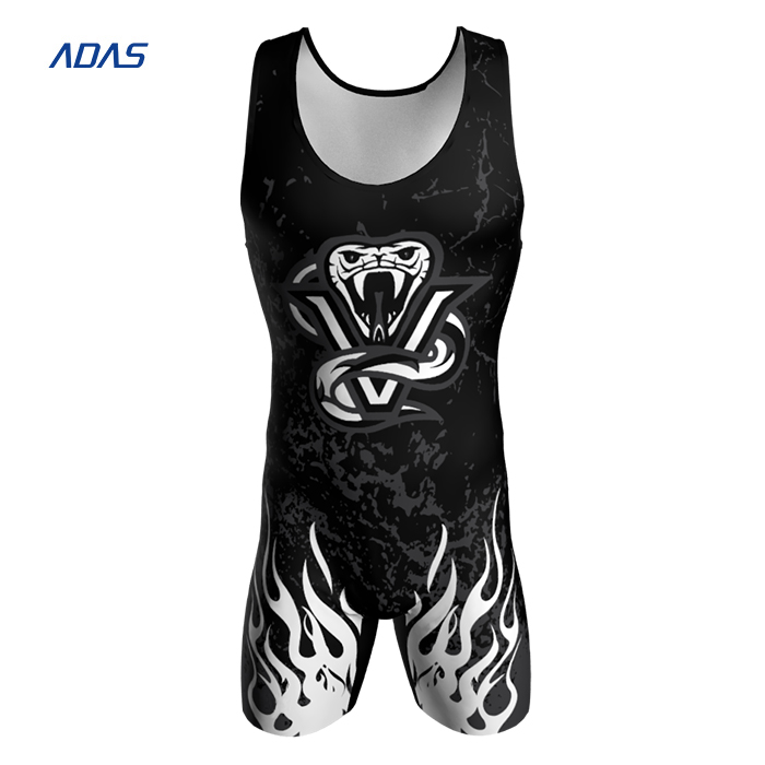 Black Fashion Sublimated Custom Designed Wrestling Suit