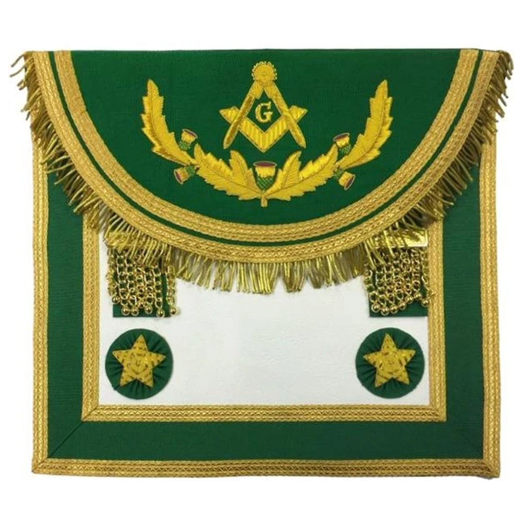 Оптовая продажа, Freemason Masonic, шотландский Райт, мастер Мейсона, высокое качество, ручная вышивка, Зеленый фартук-с vinework