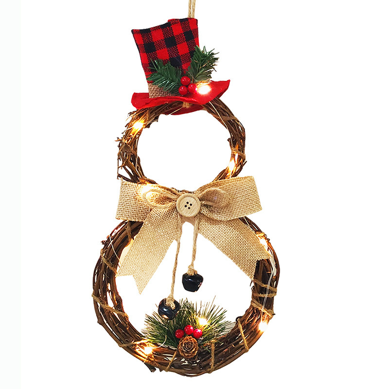 Christmas Decorations Wreath Wall/ Door Hanging/ Home Mall Xmas Decoration LED Snowman Christmas Wreath At Cheap Price