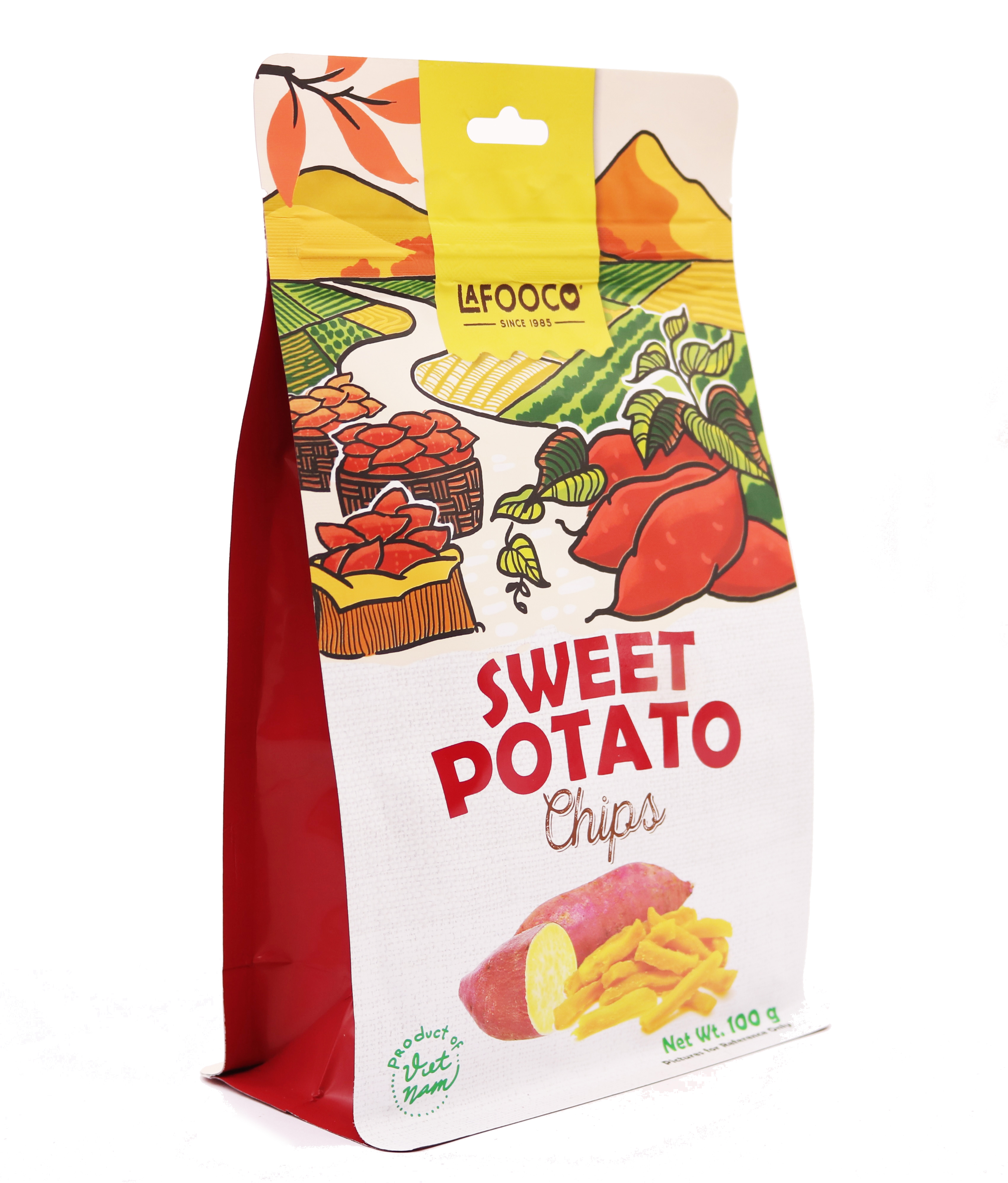 Lafooco чипсы для сладкого картофеля 100 г, стоячий мешочек, вьетнамская закуска с естественным вкусом, безвредная здоровая закуска