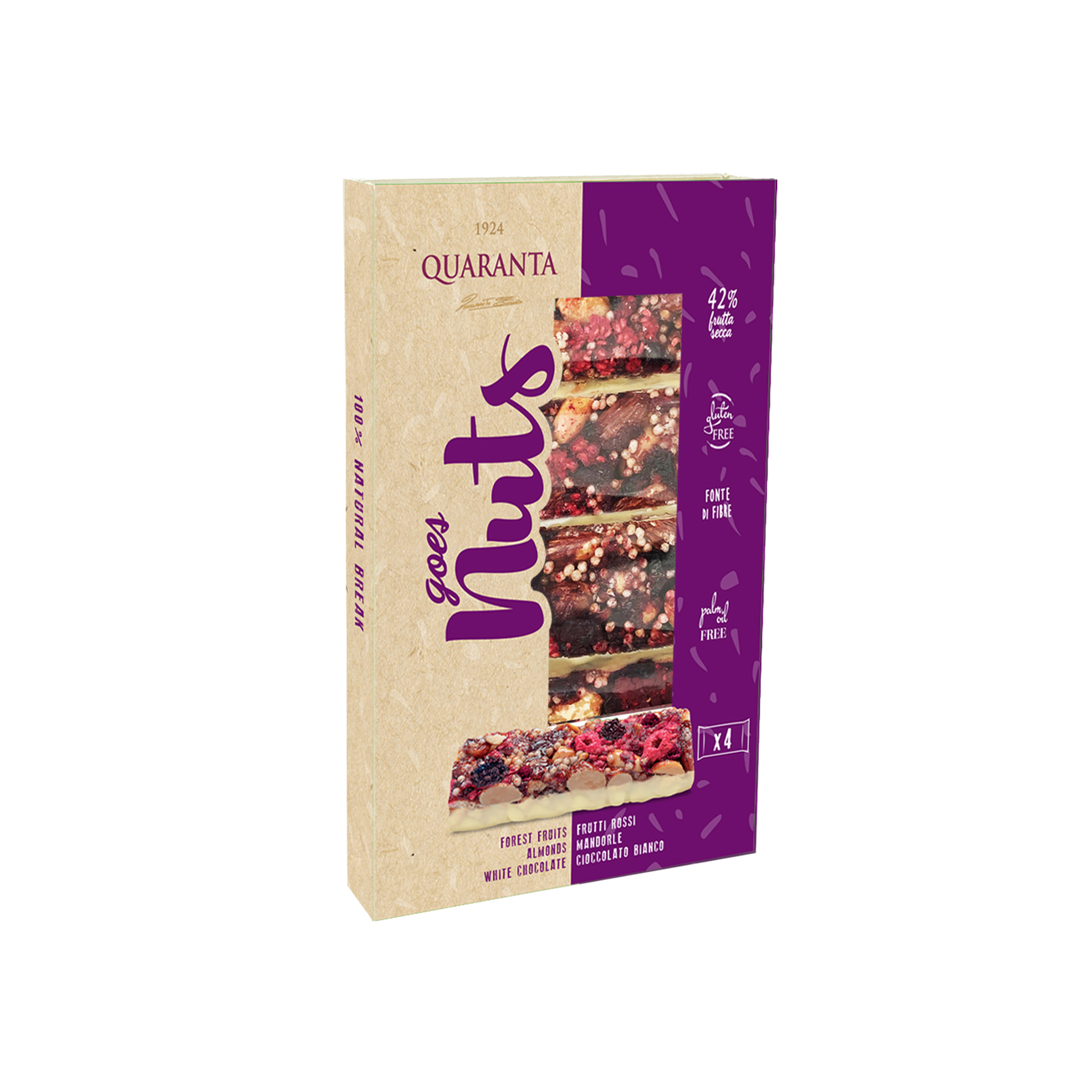 Орехов 30 г x 4 шт.-клюква, миндаль и белый шоколад