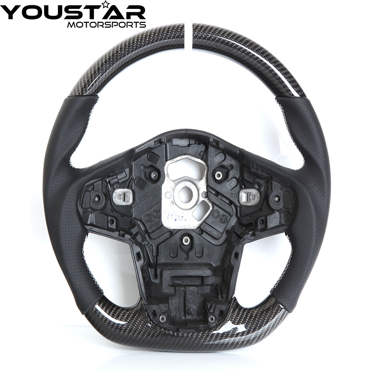 D-type Genuine Carbon Steering Wheel Italian Nappa Perforated Leather White stitching White Stripe for TOYOTA GR SUPRA A90 A91 S