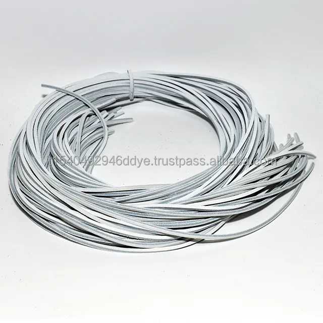 Top Italian Quality Leather Tannery White Color Leather Laces for footwear