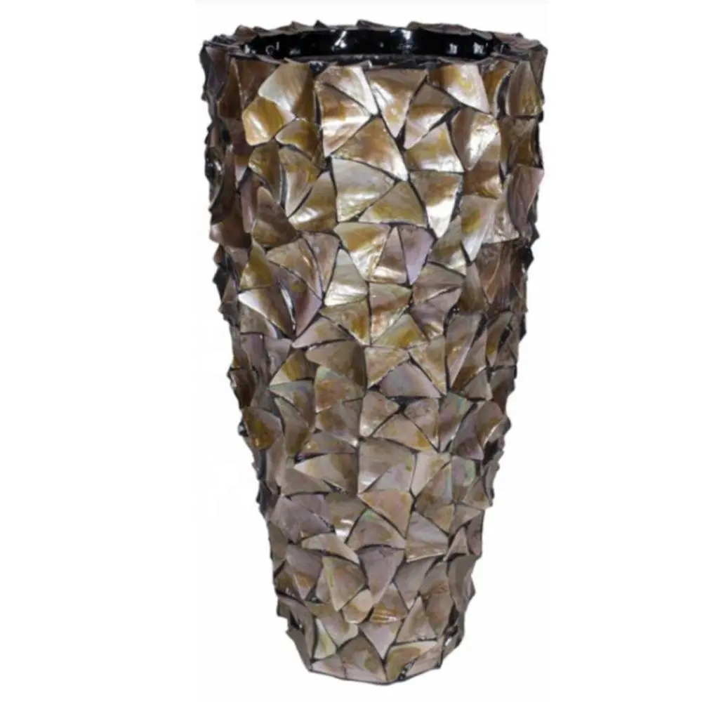 Manufacture Hot trend luxury home decor handcraft mother of pearl inlay vase made from Vietnam