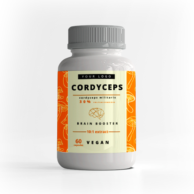 Cordyceps Mushroom Extract 10:1 with 30% polysaccharides Capsules - OEM White Label Customization Increasing Potency and Energy