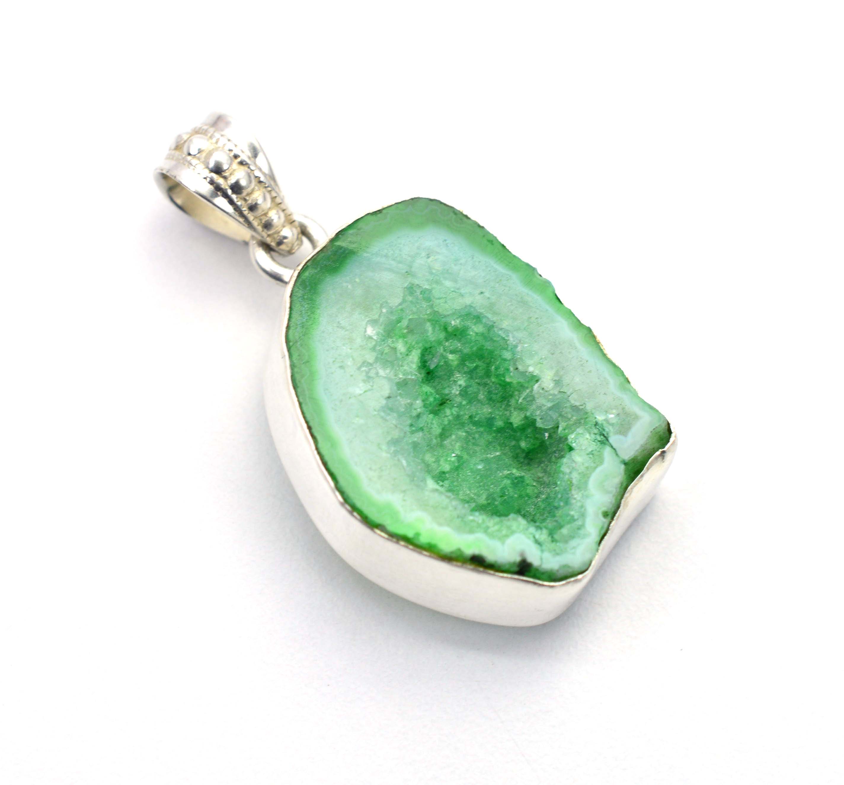 Classic Green Solar Druzy Wholesale 925 Solid Sterling Silver Jewelery Pendant