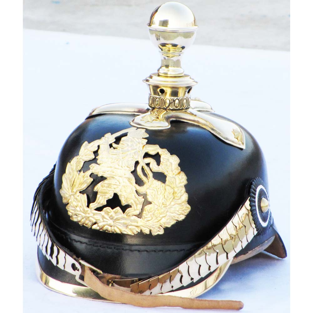 Немецкий шлем Pickelhaube с Баварским значком, шлем с шариковыми шипами