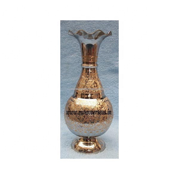 Brass Nickle Plated Home Decorative Antique Finish Flower Vase