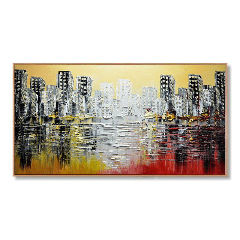 Pure Hand-Painted Painting Living Room Sofa Background Wall Decoration Horizontal Version Modern Large Size 20X39inch/50X100cm