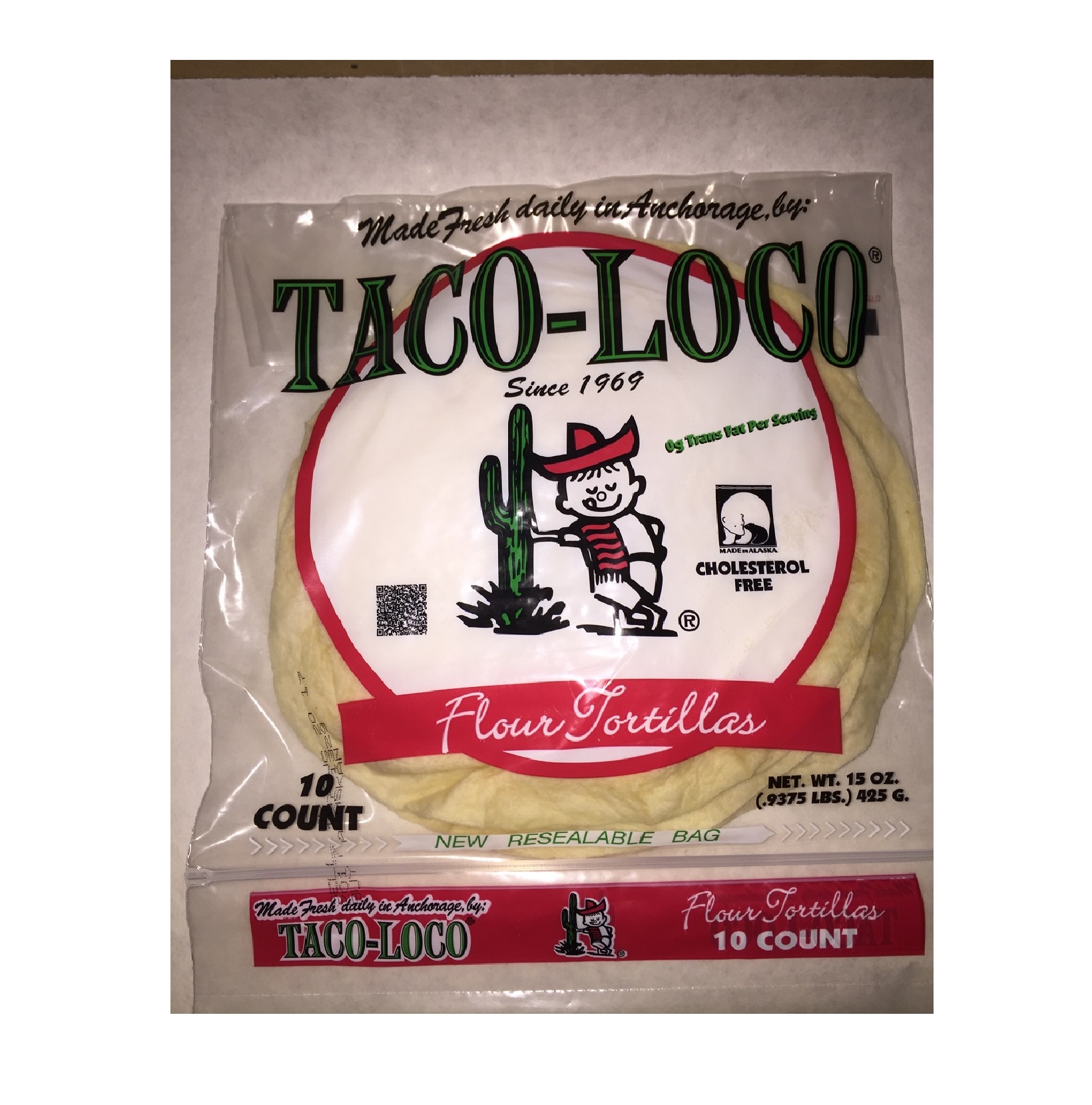 Taco Loco Medium 8" Flour Tortillas Cholesterol Free Model Number 7820311122