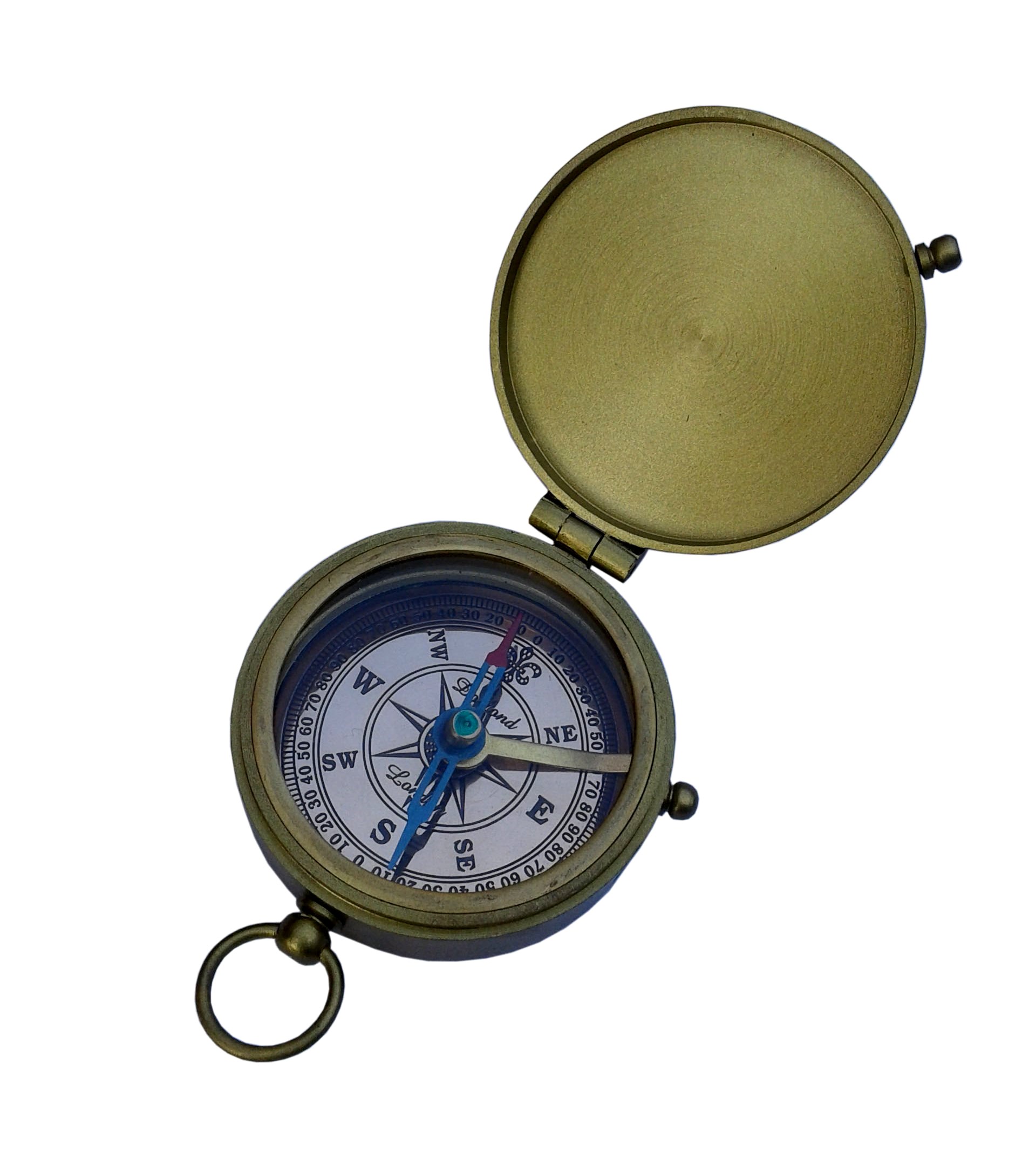 Brass Compass, BROWN ANTIQUE FLAT COMPASS 2 INCH WITH LID, 2 INCH COMPASS