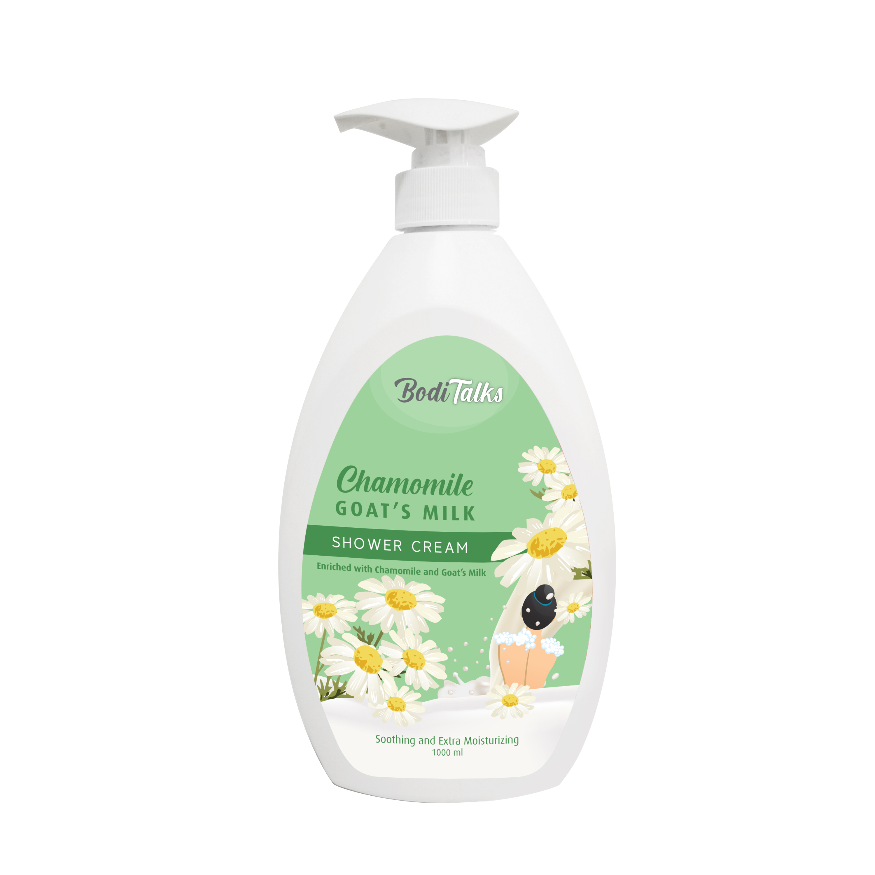 BODITALKS Chamomile Goat's Milk Shower Cream 1 Liter Liquid Shower Cream Suitable for All Age