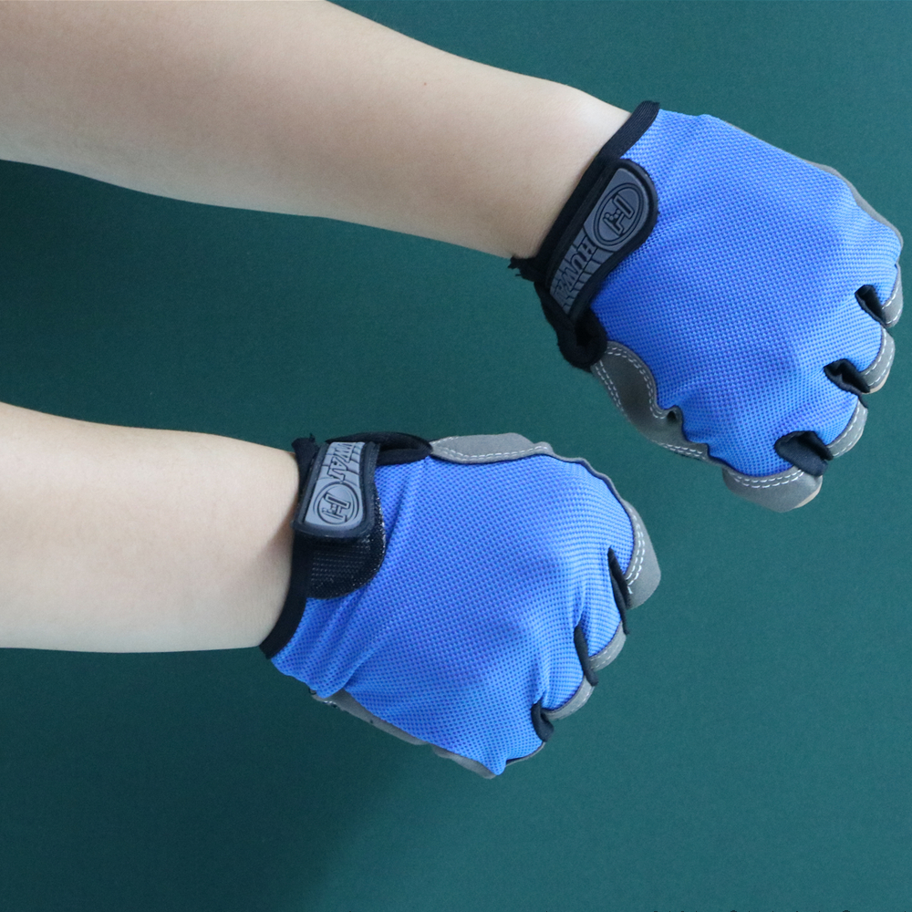 Durable Padded Cycling Gloves Perforated Leather Bike Bicycle Fingerless Half finger