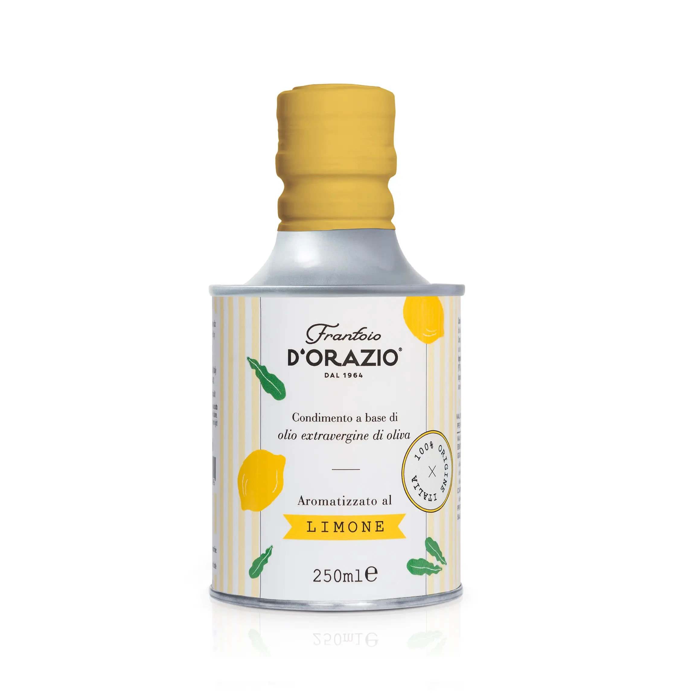 Best quality Italian extra virgin olive oil flavored with lemon 250 ml tin bottle