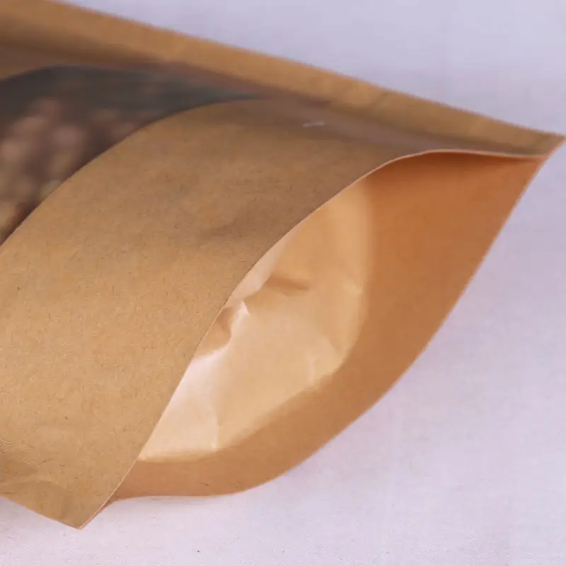 High Quality Paper Bag High Quality Stand Up Pouch Aluminium Foil Bag Waterproof Brown Snacks Food Kraft Paper Ziplock Bag