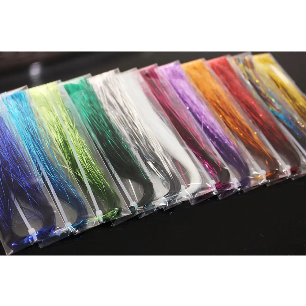 Fly tying Flashabou Tinsel assorted Flat Glittering Crystal Flash Tinsel Fly Fishing herl baits tying material(B13)