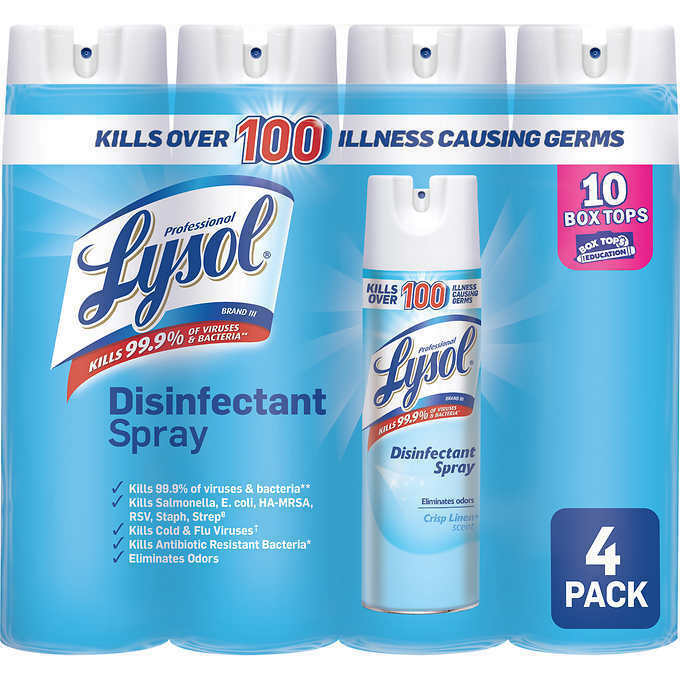 4-PACK дезинфицирующее спрей-свежий льняной аромат-19 oz