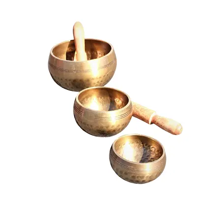 Set of 3 Brass Hammered Yoga Meditation Singing Bowl Handmade Sound Healing & Meditation Yoga Bowl