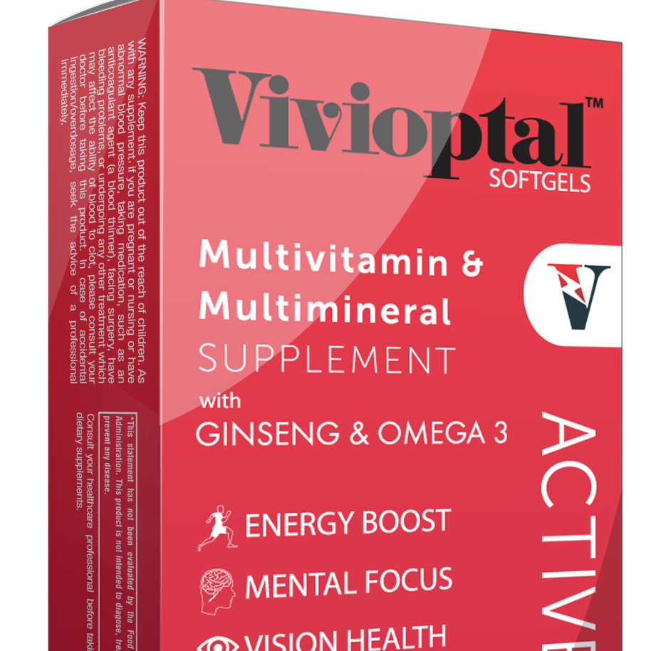 Активные мягкие гели Vivioptal с женьшенем и омега 3 ( 30 мягких гелей)