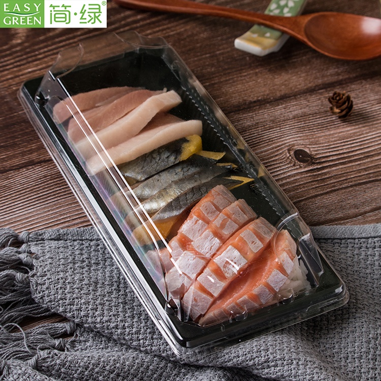 Easy Green disposable PLA plastic black sushi tray party tray food container