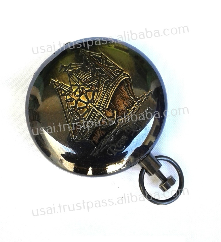 2.25" Antique Nautical Brass Flat Compass,Ross London Collectible Marine Compass,Top Quality product