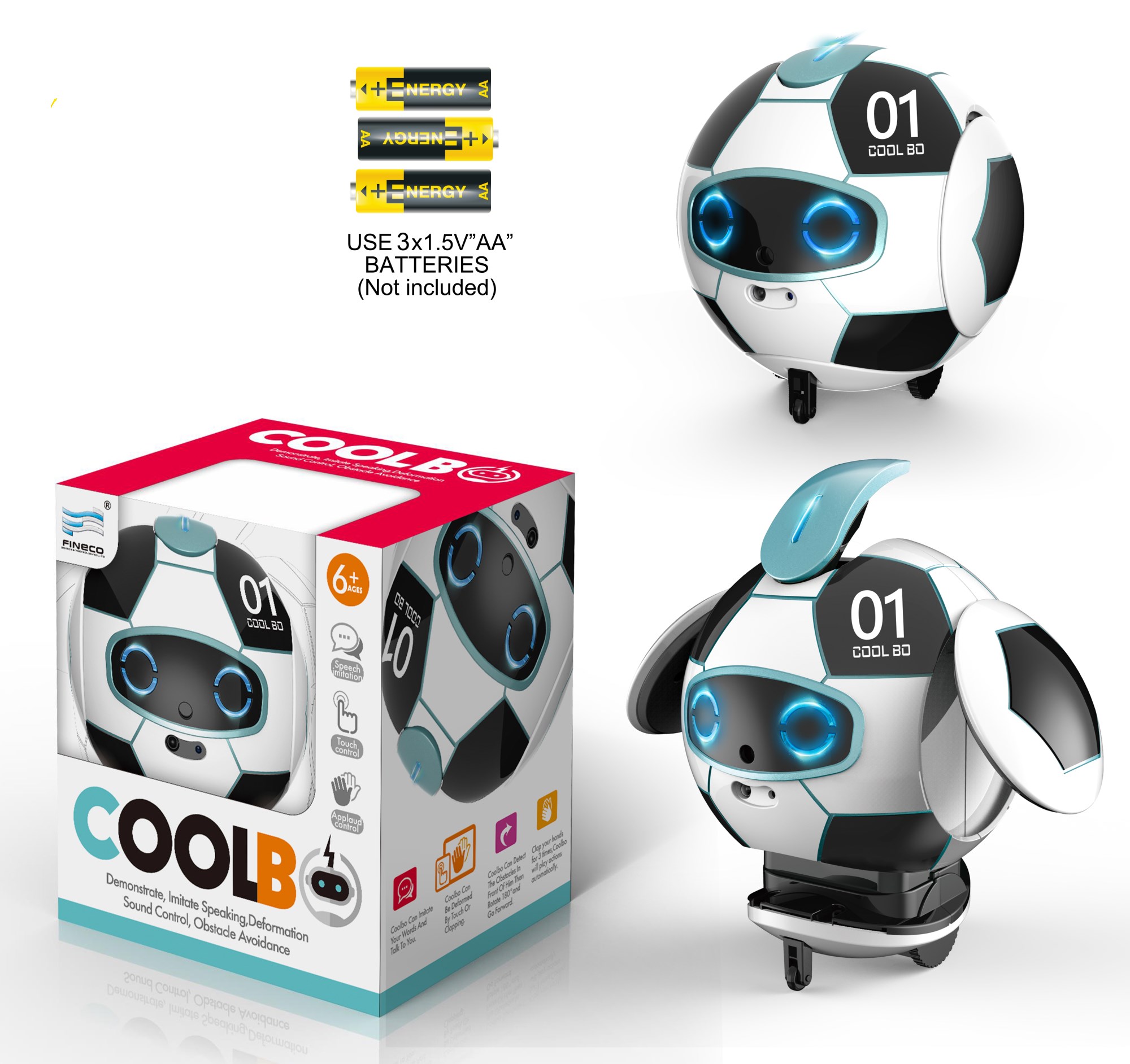 Игрушки J01 STEM, Интеллектуальный робот с датчиком жестов, обучающие игрушки для футбола, робот с подсветкой и звуком, детский игровой мат