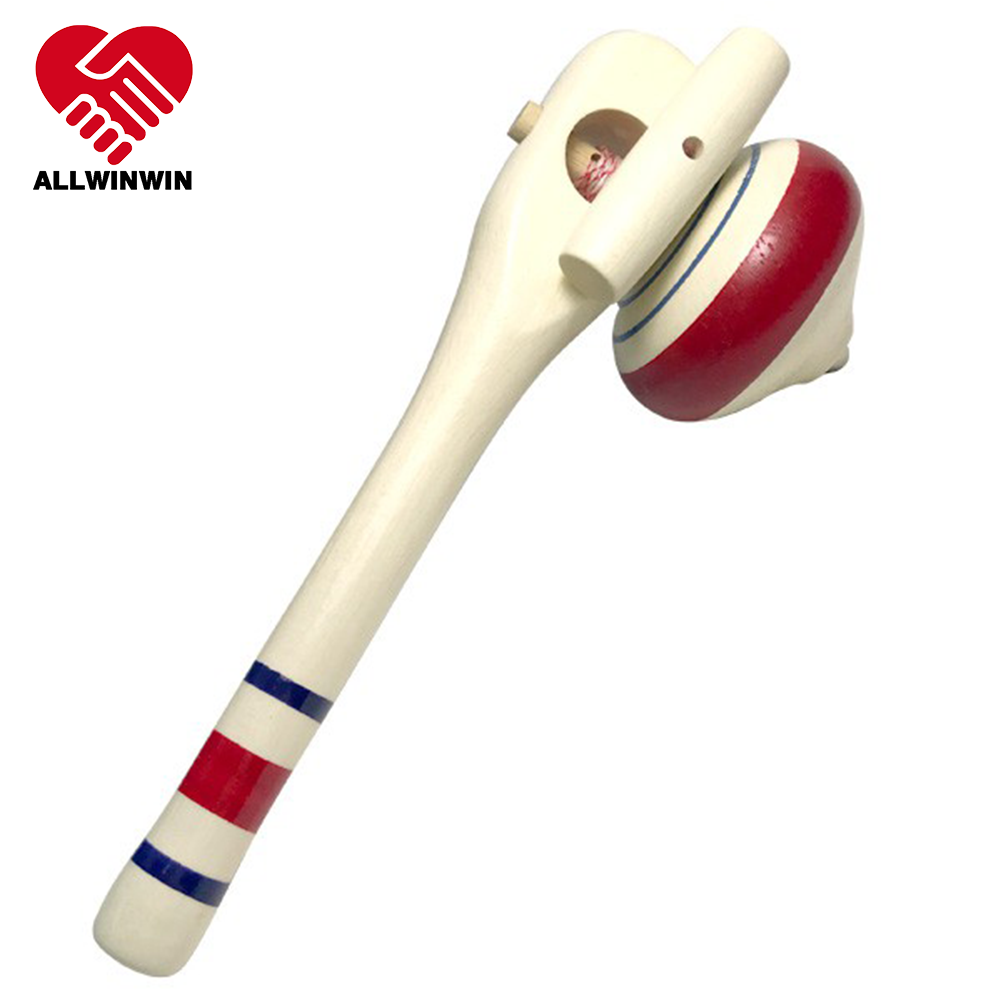 ALLWINWIN SPT01 Spinning Top - Handled Pear Shape Wooden Hand Gyroscope Pull Sting