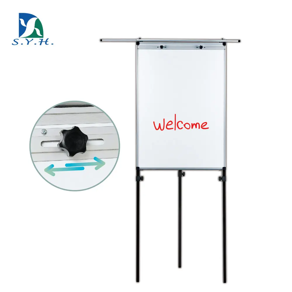 Fold black aluminum square tripod stand whiteboard flip chart