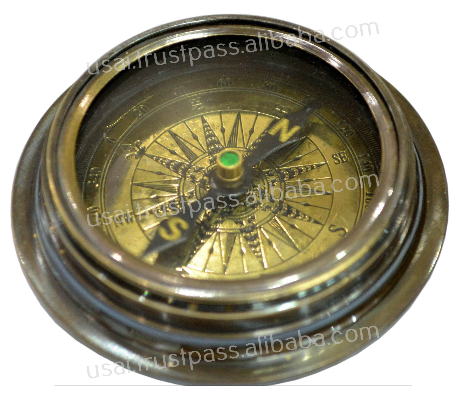 Brass Compass,MARINE ANTIQUE BRASS NAUTICAL COMPASS WITH SUNDIAL LID - 2.75 INCH