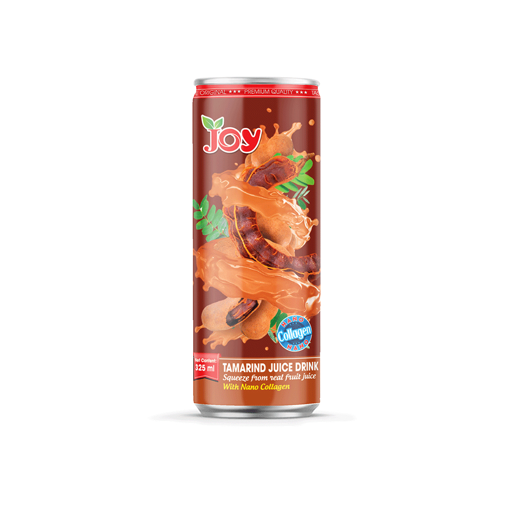 JOY Beverage Canned 325ml Tamarind Juice Drink with Nano Collagen Fruit Juice Manufacturer Squeezed From Real Fruit Juice