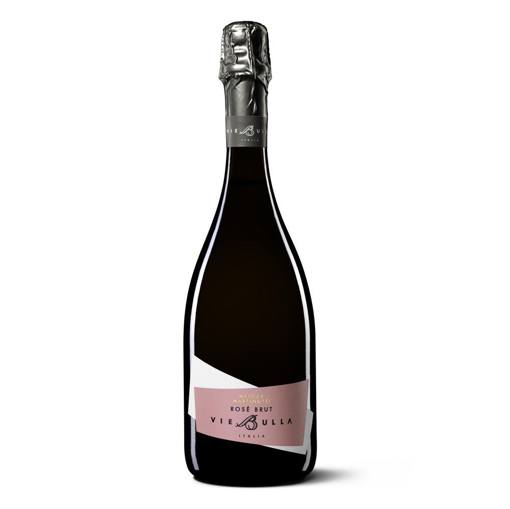 Итальянская стеклянная винная бутылка VieBulla Rose' Brut 750 мл, стеклянная бутылка премиум класса, метод мартиноти, поставка оптом