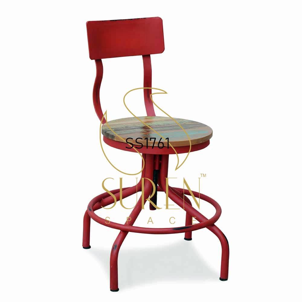 Red Distress Reclaimed Cafe Bistro Chair French Bistro Rustic Distress Finish Revolving Chair Design