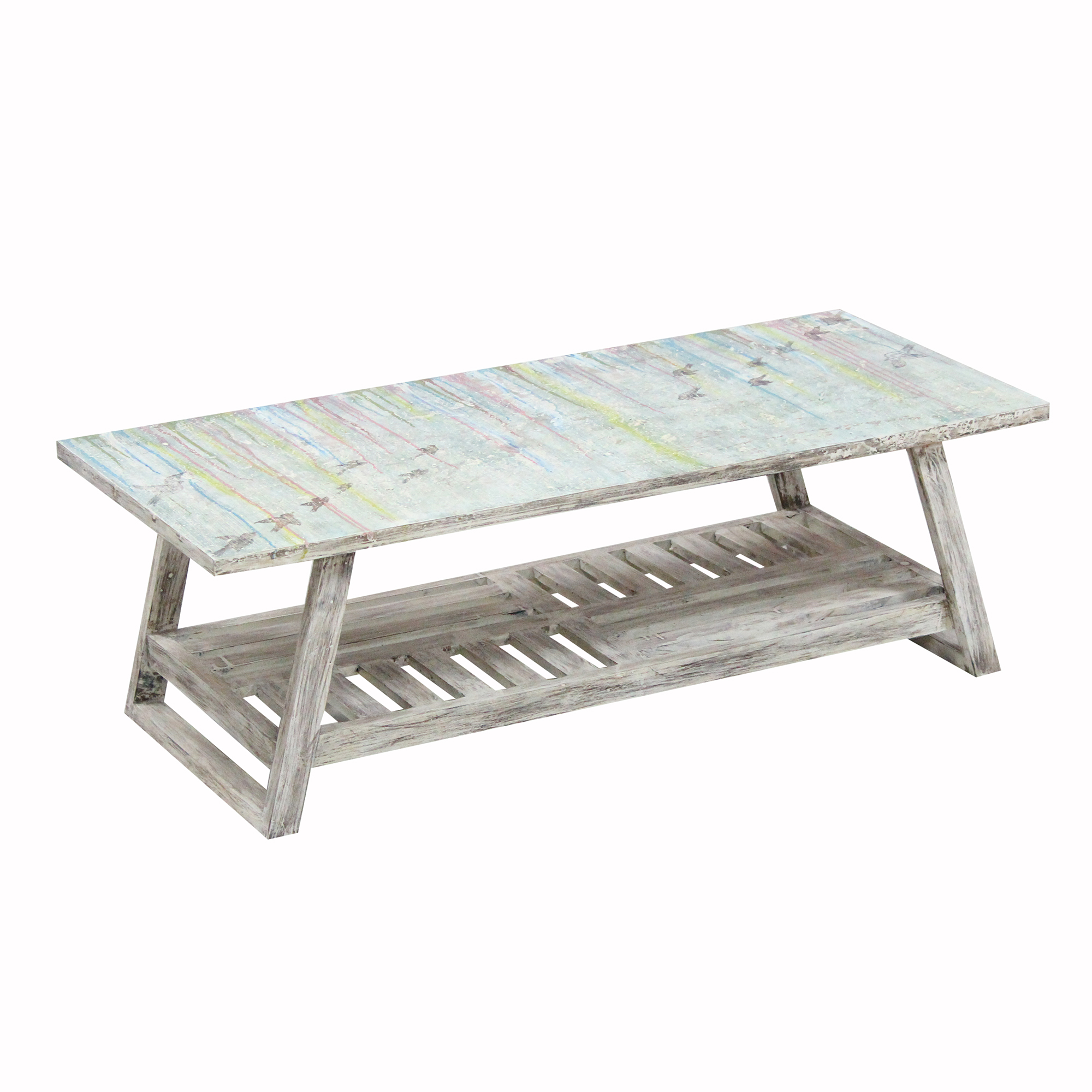 Vintage Antique Farmhouse Solid Wood Coffee table Rustic Hand-Painted living room Coffee Table Custom made Unique Center table