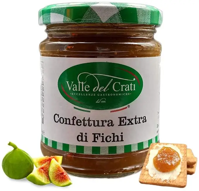 100% Italian Figs Extra Jam 76% Fruit Pulp | Genuine Calabrian Fig Jam | Glass Jar 230 Grams