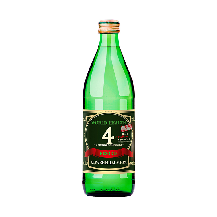 Natural carbonated mineral medicinal water in a glass bottle for strengthen immunity, drink mineral water
