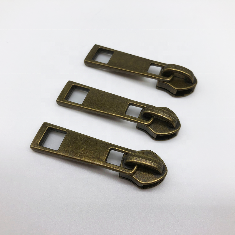 No. 5 nylon zipper pull head with checkered sheet clothing zipper pull stock zinc alloy two-way zipper slider