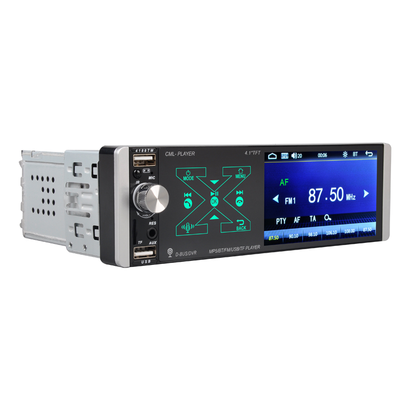 Один дин стерео 4,1 дюйма сенсорный экран Встроенный BT MP3/MP5/USB/AM/FM/RDS радио с рулевым колесом управления