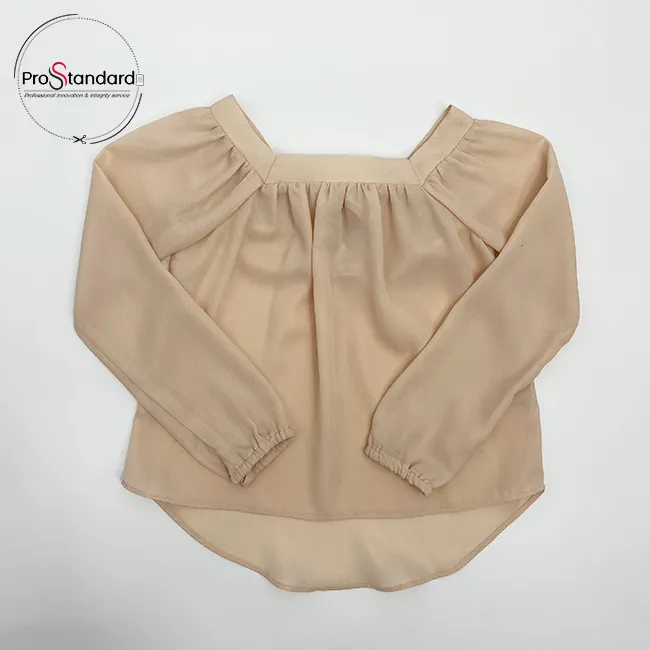 High Quality Champagne Baby Tops Fashionable Square Neck Blouse For Baby Girl